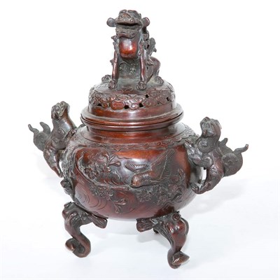 Lot 377 - Japanes Bronze Censer with Foo Lions Height 12...