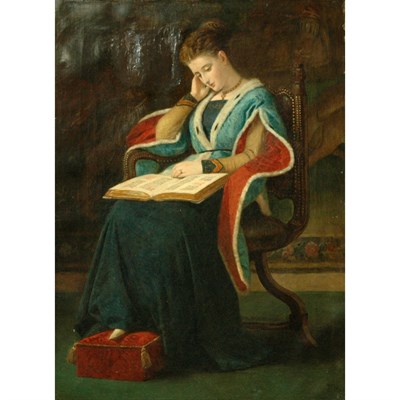 Lot 23 - James Archer Scottish, 1824-1904 Woman Reading,...
