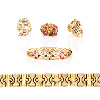 Lot 145 - Group of Assorted Two-Color Gold Jewelry