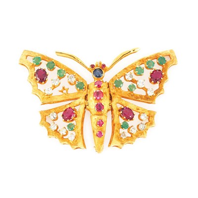 Lot 68 - Gold and Gem-Set Butterfly Pin
