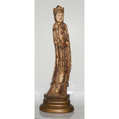 Lot 221 - Chinese Carved Ivory Figure Height 29 1/2 inches.