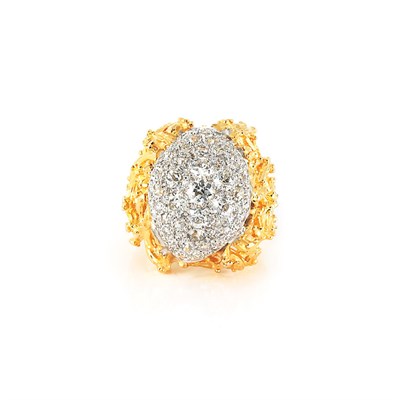 Lot 19 - Gold and Diamond Dome Ring