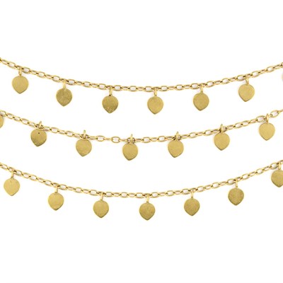 Lot 201 - Triple Strand Gold Chain Fringe Necklace