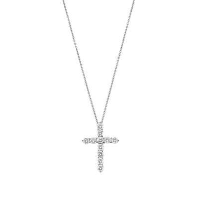 Lot 118 - Platinum and Diamond Cross Pendant with Chain, Tiffany & Co.