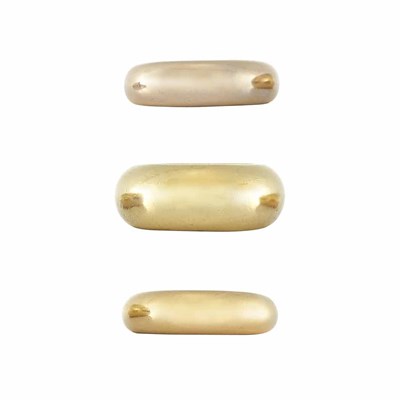 Lot 3 - Pair of Two-Color Gold Band Rings, Chaumet, and Wide Bombe Band Ring