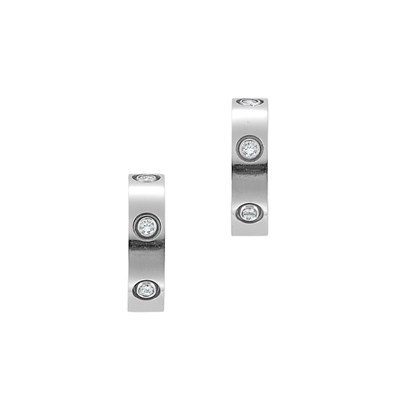Lot 42 - Pair of White Gold and Diamond Hoop Earrings, Cartier