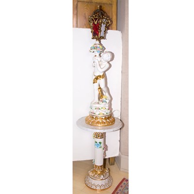 Lot 214 - Italian Ceramic Figural Lamp and Table En...