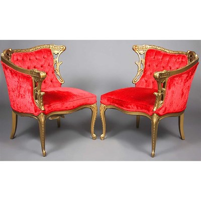 Lot 476 - Pair of Italian Rococo Style Gold Painted...