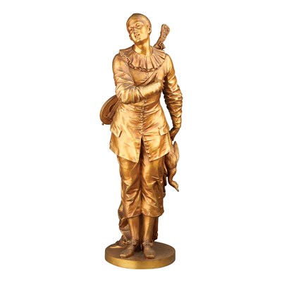 Lot 114 - Gilt-Bronze Figure of Pierot After a model by...
