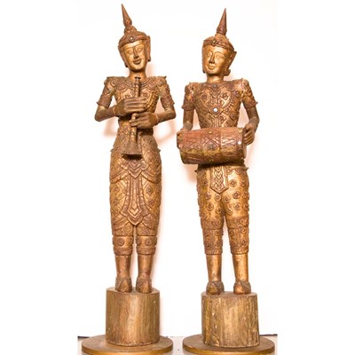 Lot 583 - Pair of Thai Style Carved and Gilt-Wood...