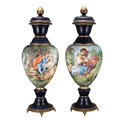 Lot 319 - Pair of R. Capodimonte Gilt-Metal Mounted and...