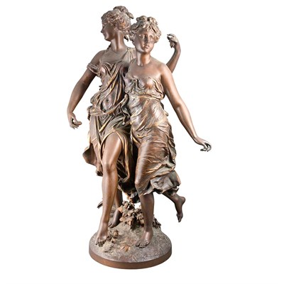 Lot 194 - Bronze Figural Group of Two Female Dancers...