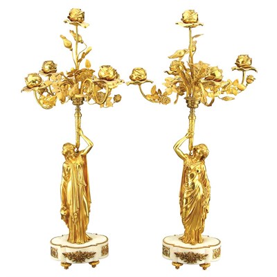 Lot 129 - Pair of Louis XVI Style Gilt-Bronze and...