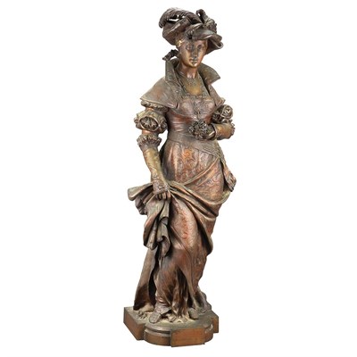 Lot 156 - Italian Bronze Figure of a Woman in a Plumed...