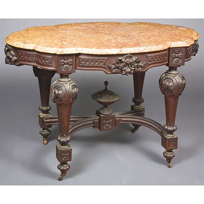 Lot 313 - Louis XVI Style Carved Mahogany Center Table...