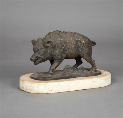 Lot 123 - Continental Bronze Figure of a Boar Modeled in...