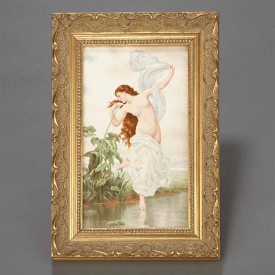 Lot 442 - Framed Continental Painted Porcelain Plaque...
