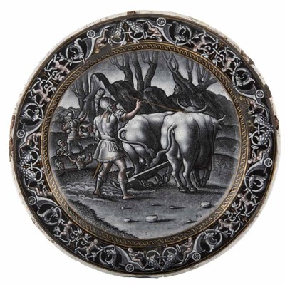 Lot 286 - Limoges Parcel Gilt Grisaille Enamel Plate...