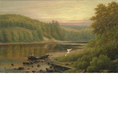 Lot 16 - George Cope American, 1855-1929 Boater on a...