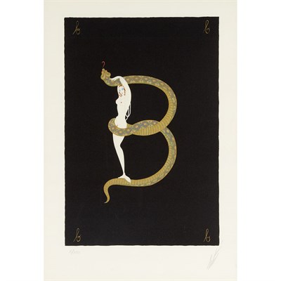 Lot 1099 - Erte B, FROM THE ALPHABET Color lithograph,...