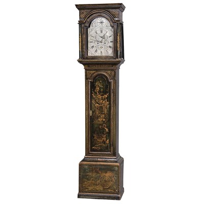 Lot 587 - Scottish George III Green Japanned Tall Case...