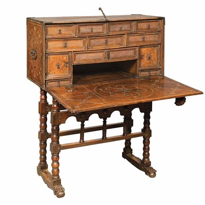Lot 251 - Spanish Baroque Bone Inlaid Vargueno on Stand...