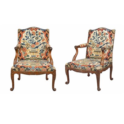 Lot 376 - Pair of George III Mahogany Library Armchairs...