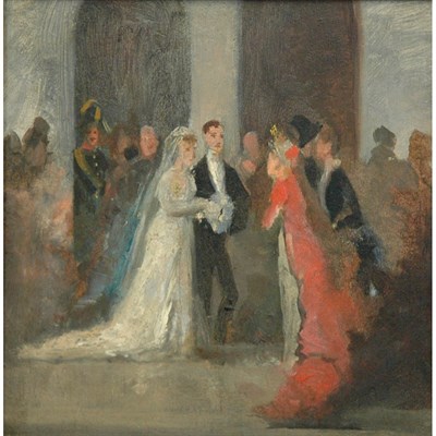 Lot 9 - Manner of Constantin Guys The Wedding Oil on...