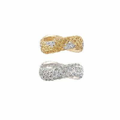 Lot 243 - Pair of Diamond and Fancy Yellow Diamond Band Rings, Angela Cummings