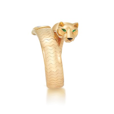 Lot 571 - Gold 'Panther' Bangle-Watch, Cartier