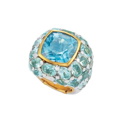 Lot 171 - Two-Color Gold and Blue Topaz Ring