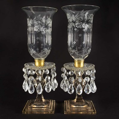 Lot 323 - Pair of George III Style Cut Colorless Glass...