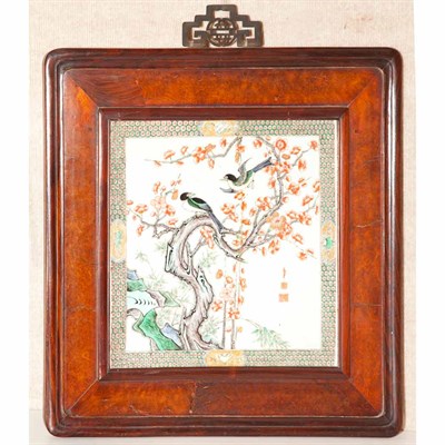 Lot 141 - Framed Chinese Export Famille Verte Porcelain...