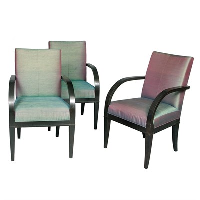 Lot 173 - Set of Eight Armchairs Stained wood and...
