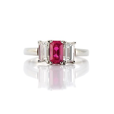 Lot 520 - Platinum, Ruby and Diamond Ring