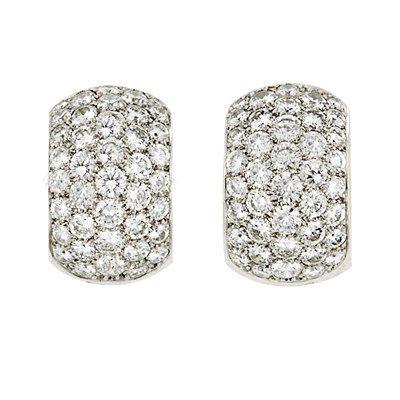 Lot 535 - Pair of Platinum, Gold and Diamond Hoop Earrings