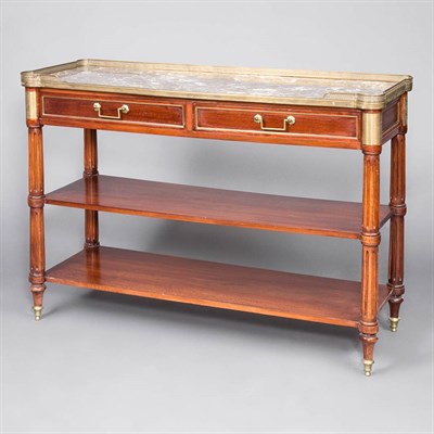 Lot 1385 - Louis XVI Style Marble Top Mahogany Desserte...