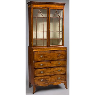 Lot 333 - George III Mahogany Bureau Bookcase Height 6...