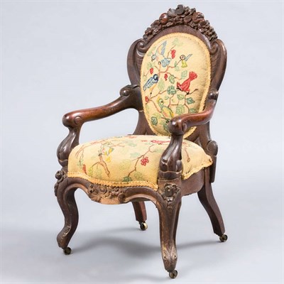 Lot 233 - Rococo Revival Carved and Laminated Rosewood...