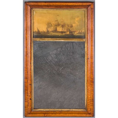Lot 146 - Figured Maple Mirror 19th Century The frieze...