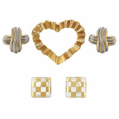Lot 9 - Group of Gold, Hematite, Mother-of-Pearl and Diamond Jewelry, Angela Cummings