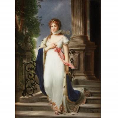 Lot 441 - Framed Continental Painted Porcelain Plaque of...
