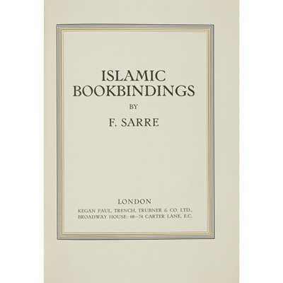 Lot 112 - [BOOKBINDING-REFERENCE] SARRE, FRIEDRICH....