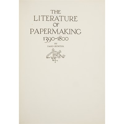 Lot 116 - [PAPERMAKING] HUNTER, DARD. The Literature of...