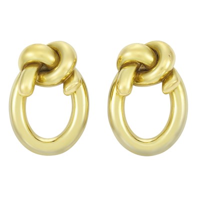 Lot 343 - Pair of Gold Hoop Earclips, Cartier