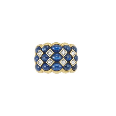 Lot 193 - Gold, Cabochon Sapphire and Diamond Ring, Chaumet