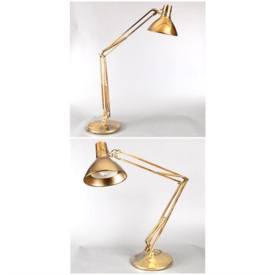 Lot 1138 - Pair of Retractable Brass Reading Lamps Each...