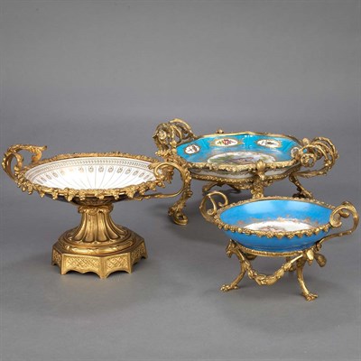 Lot 145 - Group of Three Sevres Style Gilt-Bronze...