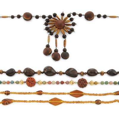 Lot 1185 - Group of Assorted Wood and Glass Bead Necklaces