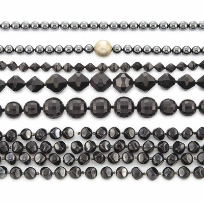 Lot 1157 - Group of Assorted Black Bead Necklaces